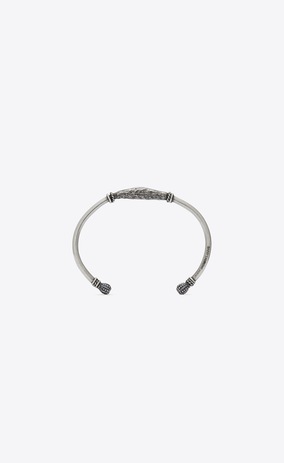 SAINT LAURENT Bracelets メンズ シルバートーンブラスのエナメル製マラケッシュビーバーバングルブレスレット a_V4